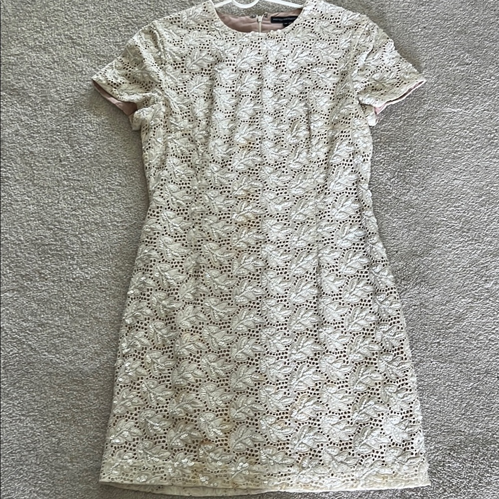 French Connection Cream Sheath Mini Dress